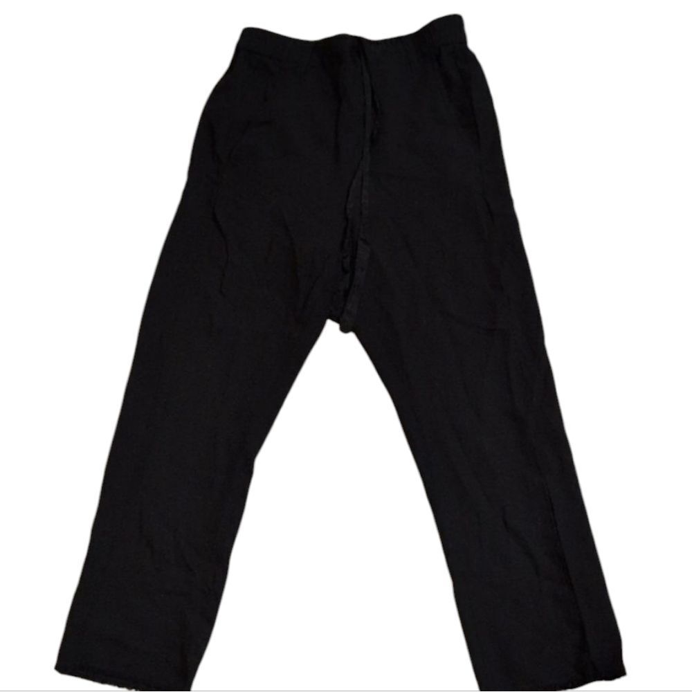 Ann Demeulemeester Virgin Wool Drawstring Pants Black Raw ankle Hem Size 36